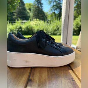 J Slides Black and White Platform Sneakers